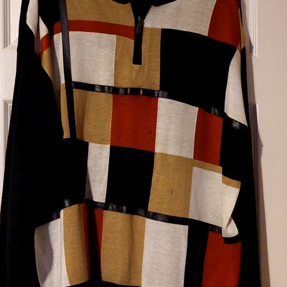 MEN CHECKERED SWEATER W/LEATHER, sz 3X, used $13 GLENN HEIGHTS TX PPU OR SHIP - Picture 6 of 9